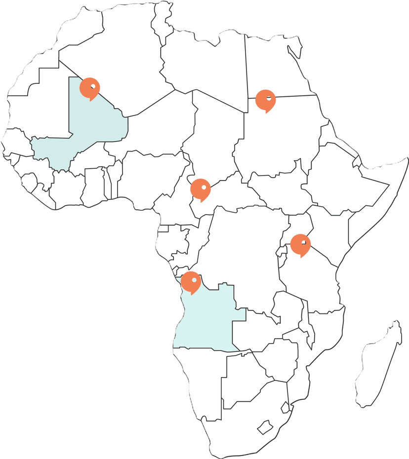 Interactive map of Africa showing language distribution points